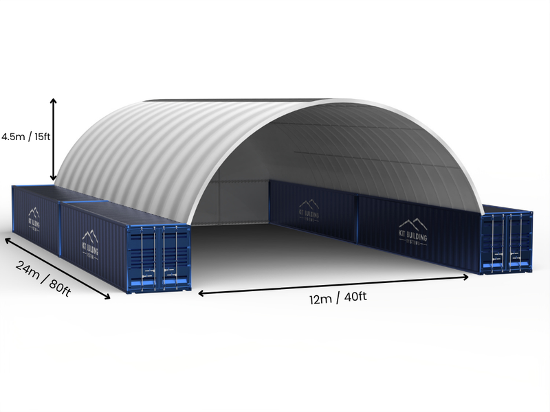 12m (40ft) Spännvidd | Containertak - 40ft x 12ft (12m x 4,5m)