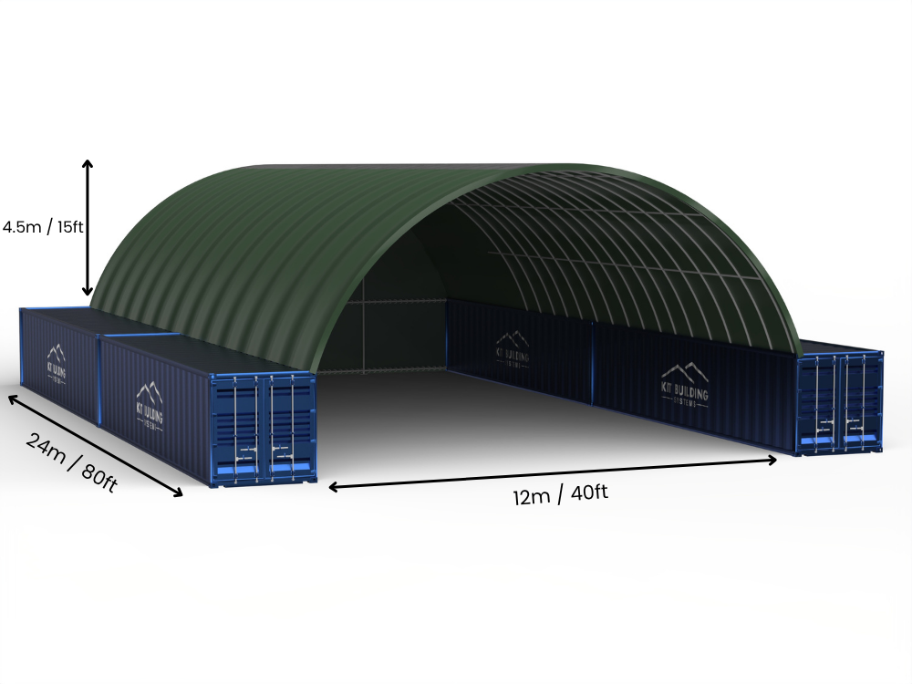 12m (40ft) Spännvidd | Containertak - 40ft x 12ft (12m x 4,5m)