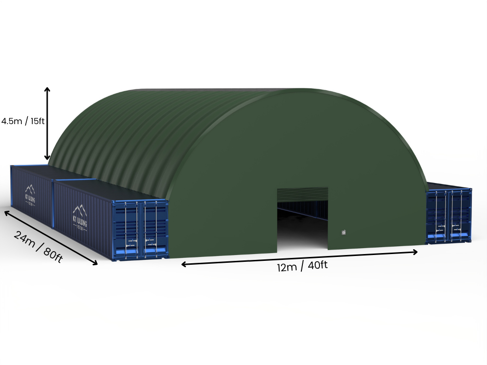 12m (40ft) Spännvidd | Containertak - 40ft x 12ft (12m x 4,5m)