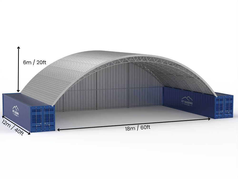 Stålkontainer Tält - 60ft x 40ft x 20ft (18m x 12m x 6,1m)