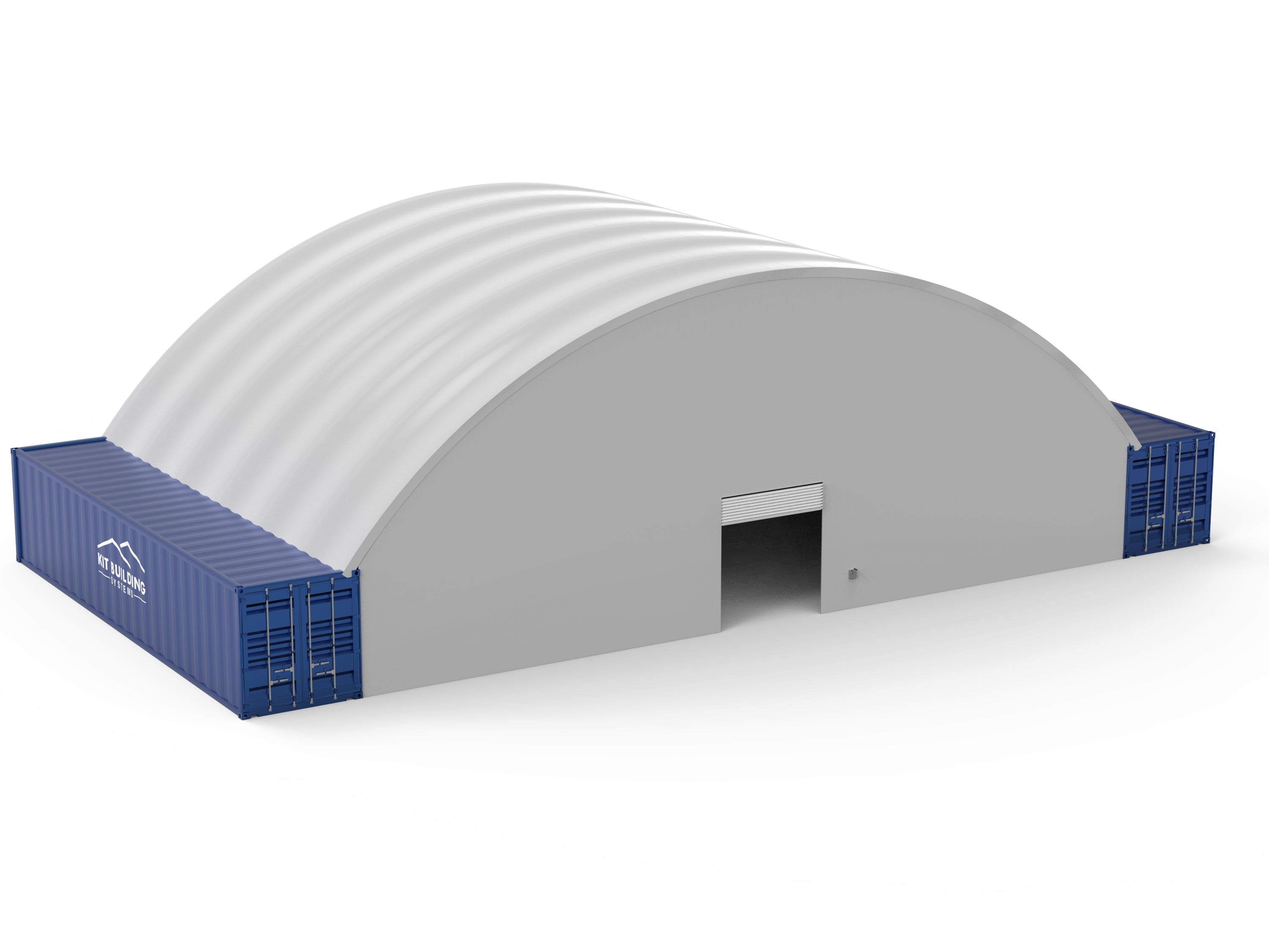 Kit Buildings Container Shelter Grey / Back & Front Container Shelter - 60ft x 40ft x 15ft (18.3m x 12m x 4.5m)