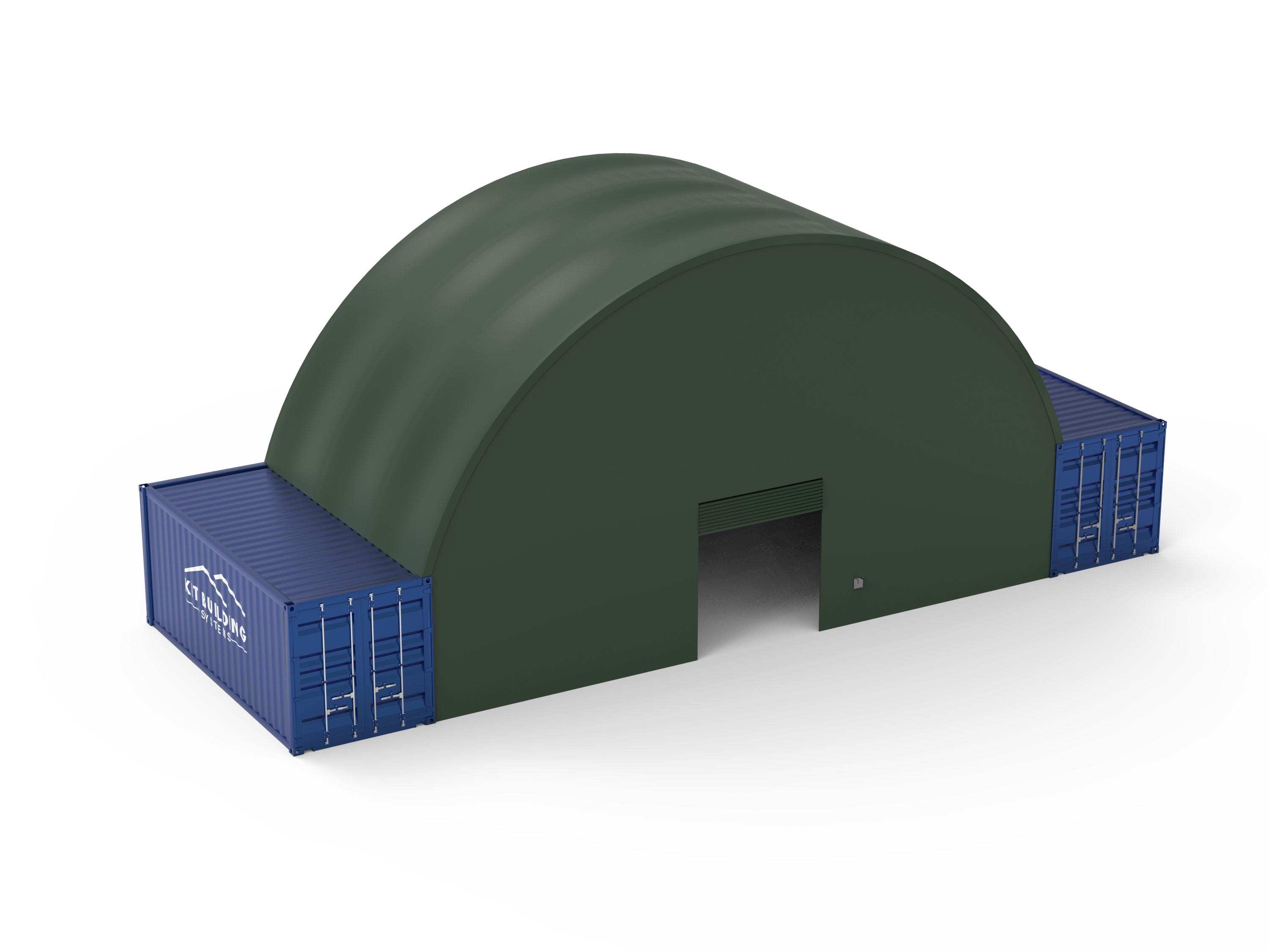 Kit Buildings Container Green Shelter Military Green / Back & Front Container Shelter - 40ft x 20ft x 15ft (12m x 6m x 4.5m)