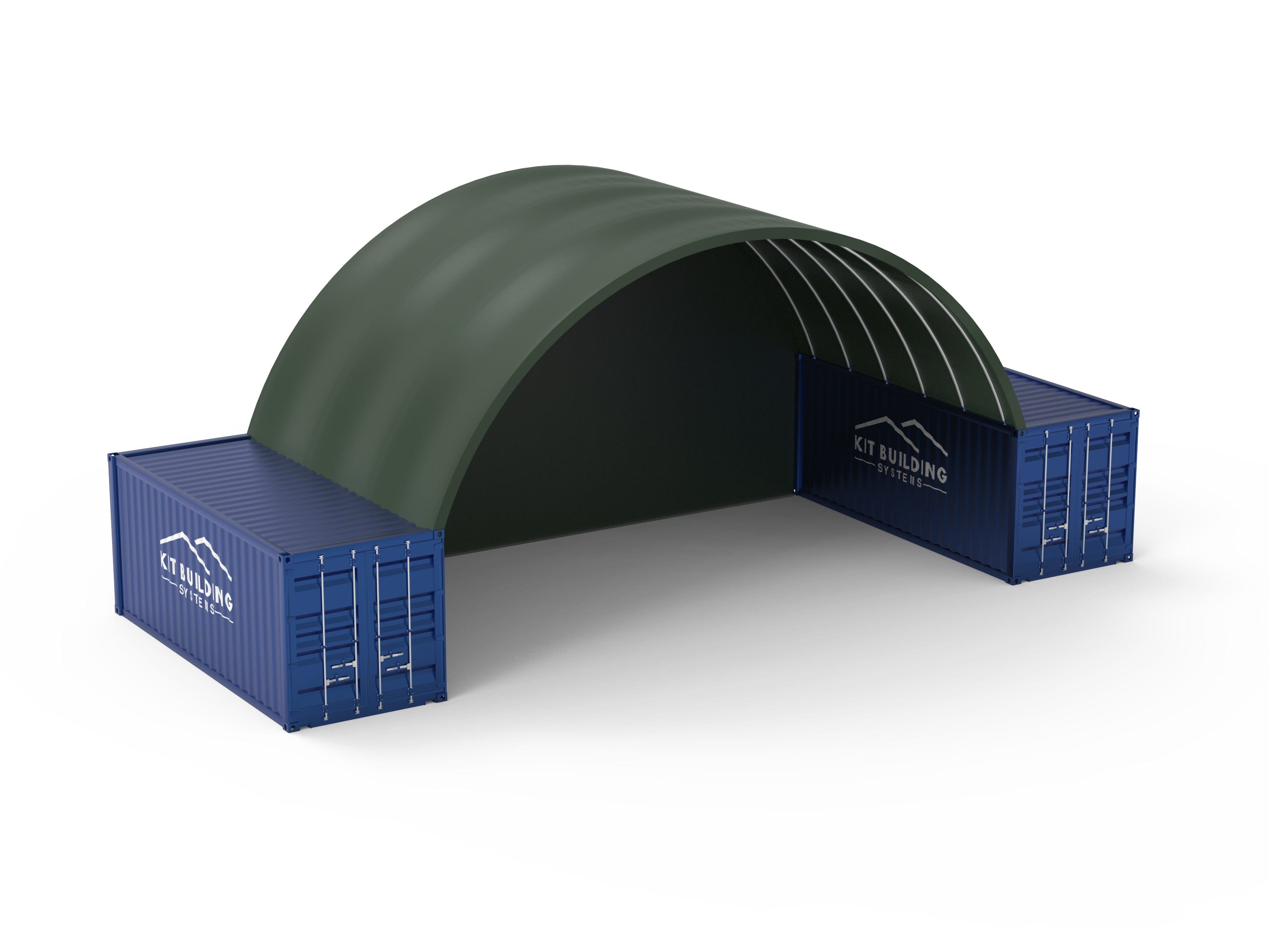 Kit Buildings Military Green / Back Panel Container Green Shelter - 33ft x 20ft x 12ft (10m x 6m x 3.6m)